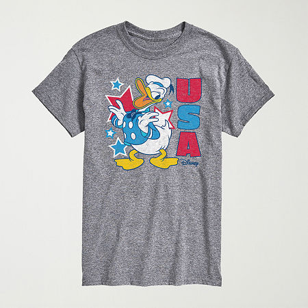 Novelty Mens Crew Neck Short Sleeve Regular Fit Donald Duck Big and Tall Graphic T-Shirt, Large Tall, Gray