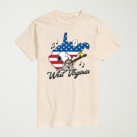 Novelty Mens Crew Neck Short Sleeve Regular Fit Peanuts Snoopy Graphic T-Shirt, X-large, Beige