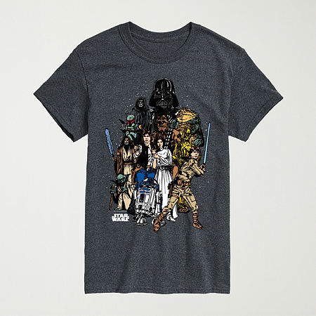 Novelty Mens Crew Neck Short Sleeve Regular Fit Star Wars Graphic T-Shirt, Medium, Gray