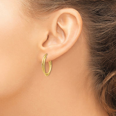 Made in Italy 14K Gold 23mm Oval Hoop Earrings