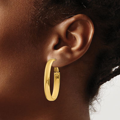 Made in Italy 14K Gold 14mm Oval Hoop Earrings