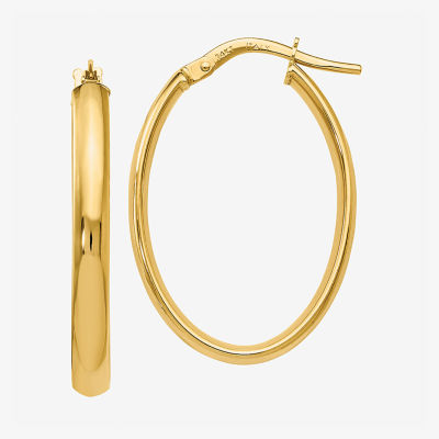 Made in Italy 10K Gold 26mm Oval Hoop Earrings