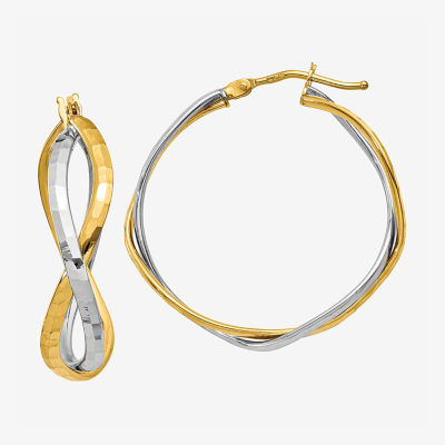 Made in Italy 14K Two Tone Gold 28.7mm Hoop Earrings