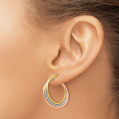 Made in Italy 14K Tri-Color Gold 22mm Hoop Earrings