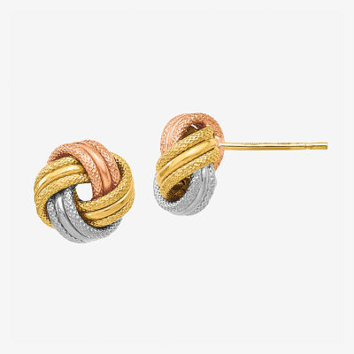 14K Tri-Color Gold 8mm Knot Stud Earrings