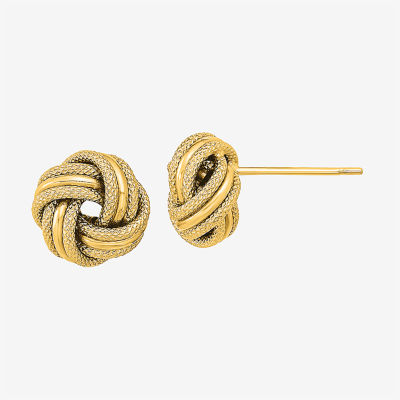 14K Gold 9mm Knot Stud Earrings