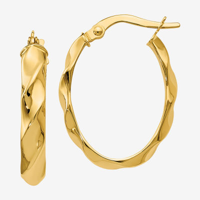 14K Gold 22mm Oval Hoop Earrings