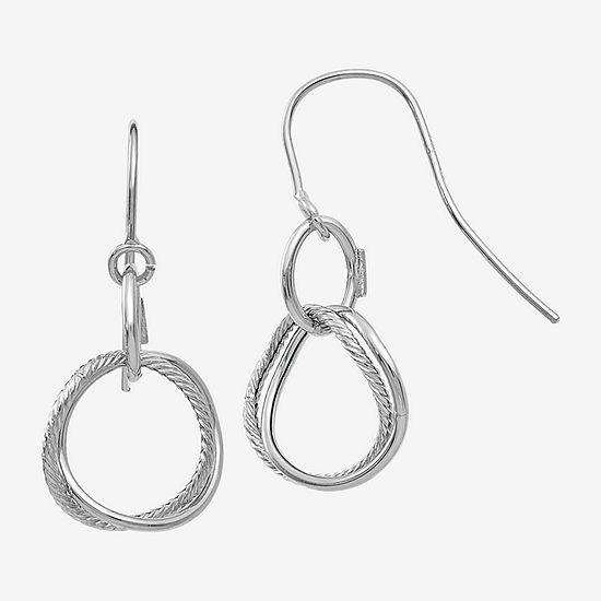 Made in Italy 14K White Gold Round Drop Earrings