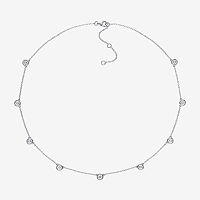 Womens 16 Inch White Moissanite Sterling Silver Link Necklace, One Size