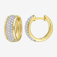 Lab Created White Moissanite 18K Gold Over Silver 14mm Hoop Earrings, One Size