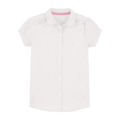 IZOD Little & Big Girls Stretch Fabric Short Sleeve Button-Down Shirt