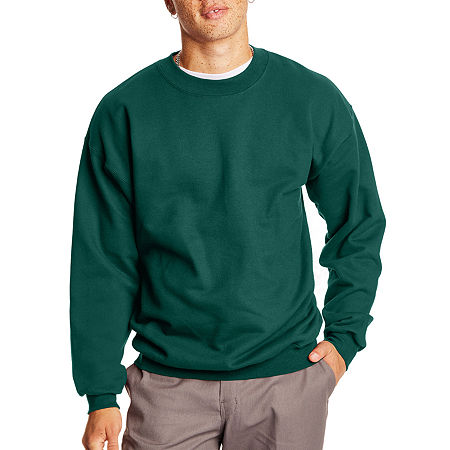 Hanes Mens Crew Neck Long Sleeve Sweatshirt, Small, Green