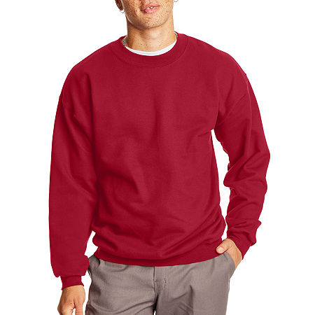 Hanes Mens Crew Neck Long Sleeve Sweatshirt, X-large, Red