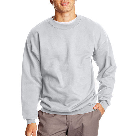 Hanes Mens Crew Neck Long Sleeve Sweatshirt, X-large, Gray