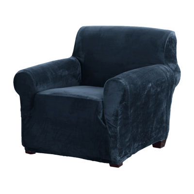Linery Stretch Velvet-Plush Armchair Slipcover One Size Blue 24$