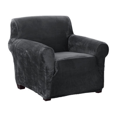 Linery Stretch Velvet-Plush Armchair Slipcover One Size Gray 24$
