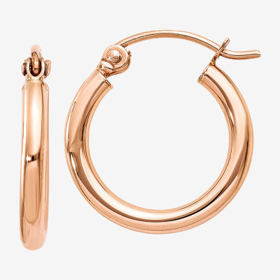 14K Rose Gold 15mm Round Hoop Earrings