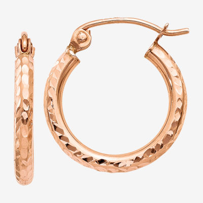 14K Rose Gold 15mm Round Hoop Earrings