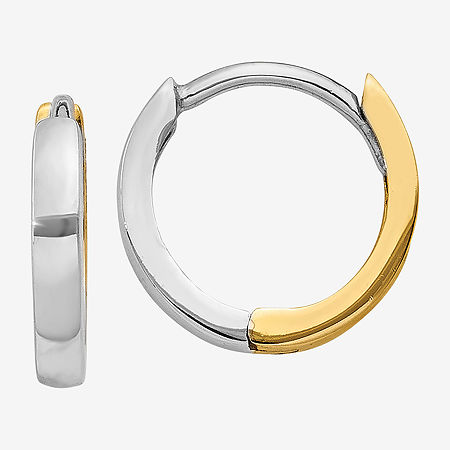 14K Two Tone Gold 7mm Round Hoop Earrings, One Size