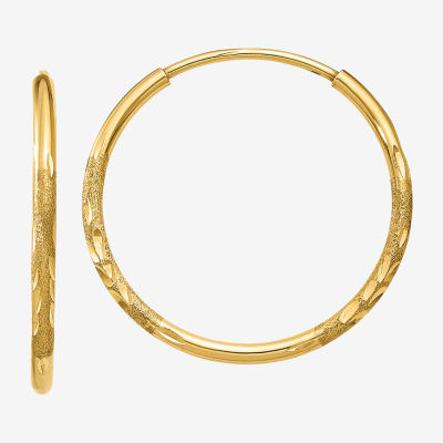 14K Gold 17mm Round Hoop Earrings