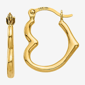 10k Yellow Gold 16mm Heart Hinged Hollow Hoop Earrings 10k Yellow Gold 16mm Heart Hinged Hollow Hoop Earrings