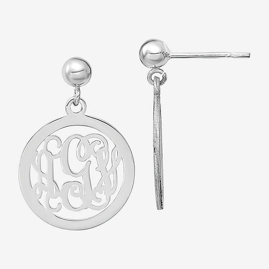 Sterling Silver Personalized Monogram Circle Earrings