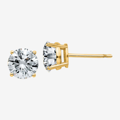 1 7/8 CT. T.W. White Moissanite 14K Gold 6.5mm Round Stud Earrings