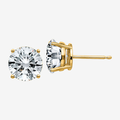 3 1/2 CT. T.W White Moissanite 14K Gold 8mm Round Stud Earrings