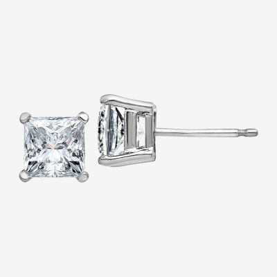 1 3/4 CT. T.W. White Moissanite 14K Gold 5.5mm Square Stud Earrings