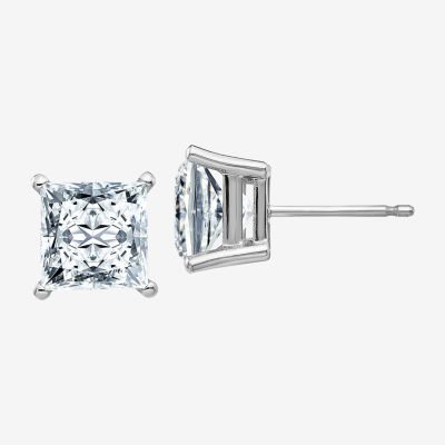 3 3/4 CT. T.W. White Moissanite 14K Gold 7mm Square Stud Earrings