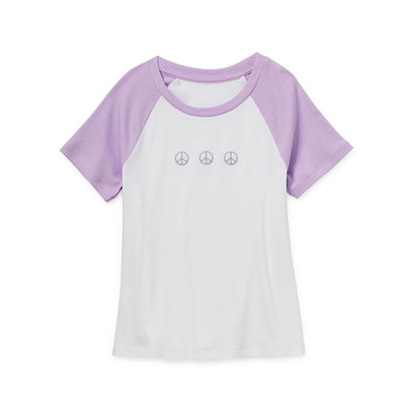 Thereabouts Little & Big Girls Round Neck Short Sleeve Graphic T-Shirt, X-large (16), Purple