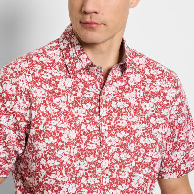 Van Heusen Slim Mens Fit Short Sleeve Floral Button-Down Shirt