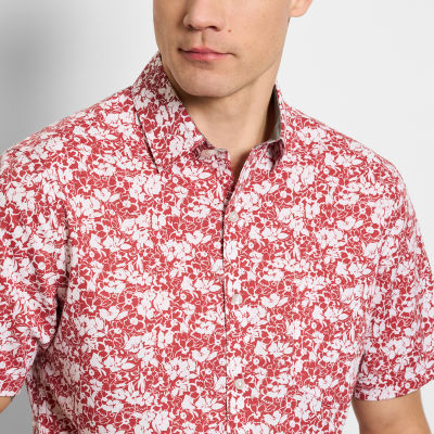 Van Heusen Slim Mens Slim Fit Short Sleeve Floral Button-Down Shirt