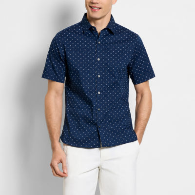 Van Heusen Slim Mens Moisture Wicking Fit Short Sleeve Button-Down Shirt