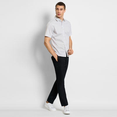 Van Heusen Slim Mens Moisture Wicking Fit Short Sleeve Geometric Button-Down Shirt