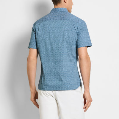 Van Heusen Mens Regular Fit Short Sleeve Abstract Button-Down Shirt