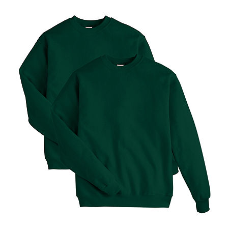 Hanes 2-Pack Unisex Adult Crew Neck Long Sleeve Sweatshirt, Small, Green