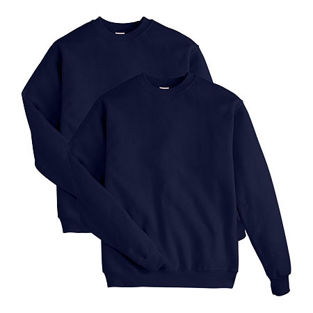 Hanes 2-Pack Unisex Adult Crew Neck Long Sleeve Sweatshirt, Large, Blue