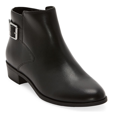 St. John's Bay Womens Ryder Stacked Heel Booties, 7 Medium, Black