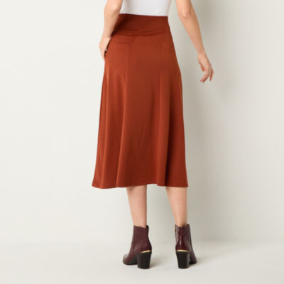 Liz Claiborne Womens Mid Rise Midi Full Skirt