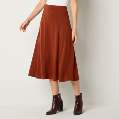 Liz Claiborne Womens Mid Rise Midi Full Skirt