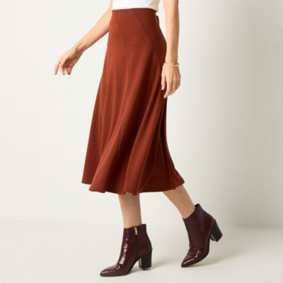 Liz Claiborne Womens Mid Rise Midi Full Skirt