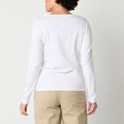 St. John's Bay Womens Tall Crew Neck Long Sleeve T-Shirt