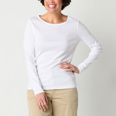 St. John's Bay Womens Tall Crew Neck Long Sleeve T-Shirt