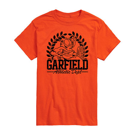 Mens Short Sleeve Garfield Graphic T-Shirt, Medium, Orange