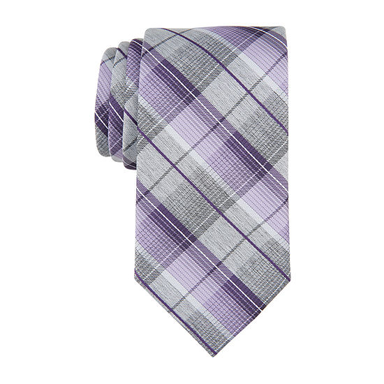 Stafford Extra Long Plaid Tie, Color: Purple - JCPenney