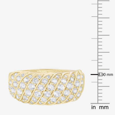 2.5MM Lab Created White Sapphire 14K Gold Over Silver Side Stone Band