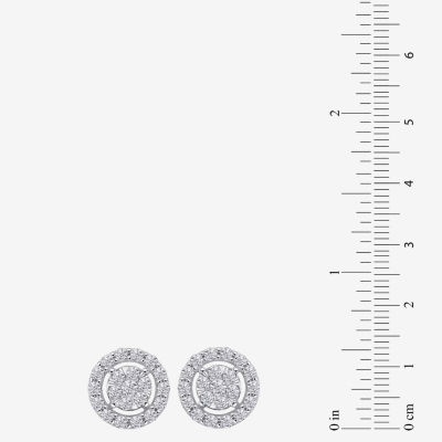 Diamond Blossom (G / Si2) 1 CT. T.W. Lab Grown White Diamond 10K White Gold 6.1mm Round Stud Earrings