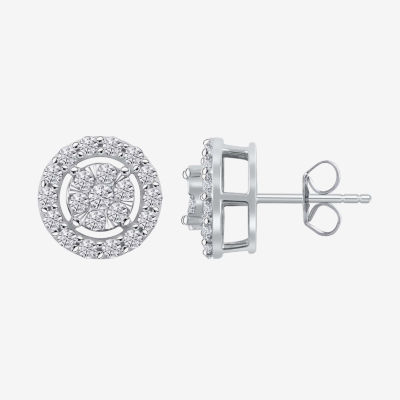 Diamond Blossom (G / Si2) 1 CT. T.W. Lab Grown White Diamond 10K White Gold 6.1mm Round Stud Earrings