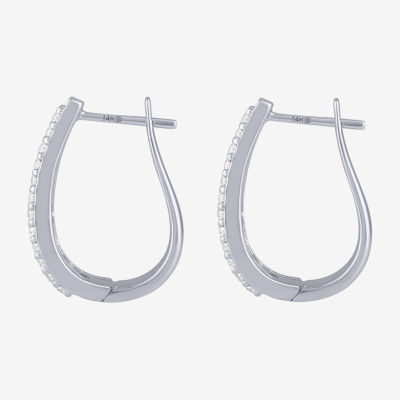 G / Si2) 1 1/2 CT. T.W. Lab Grown White Diamond 14K White Gold 20.9mm Hoop Earrings